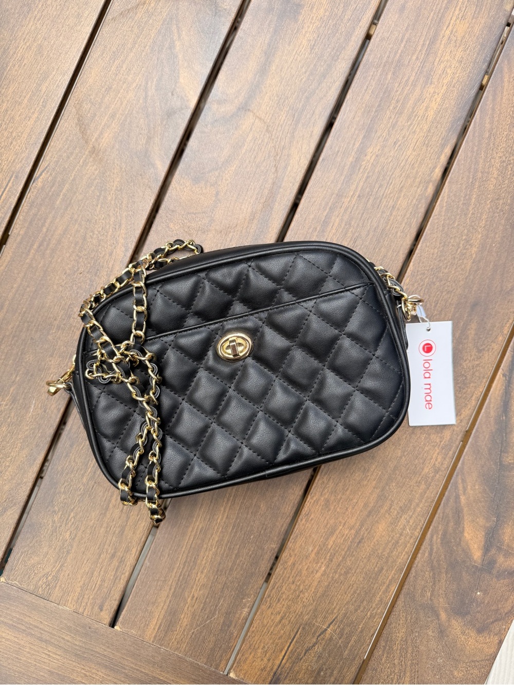 Black Quilted Chain Crossbody Bag